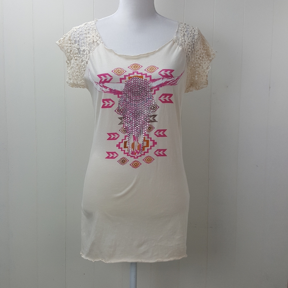 🍒 Rock & Roll Cowgirl Studded Southwest Aztec Top